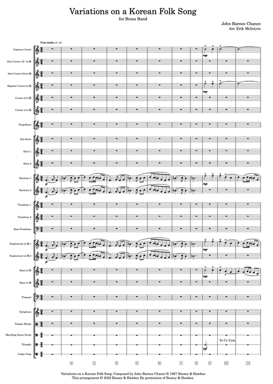 Chance: Variations on a Korean Folk Song - Brass Band